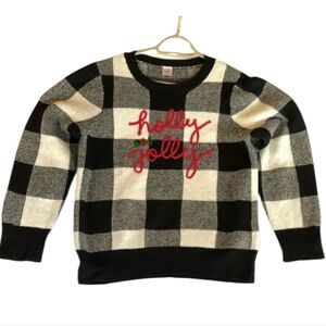 Holiday Time Festive Christmas Black and White Knit Sweater Size Large
